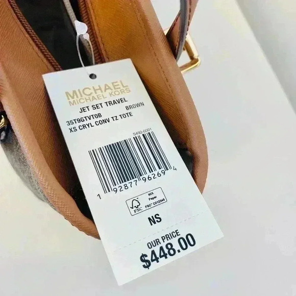 Michael Kors XS Jet Set Travel Carryall Top Zip Tote Brown - Picture 9 of 11